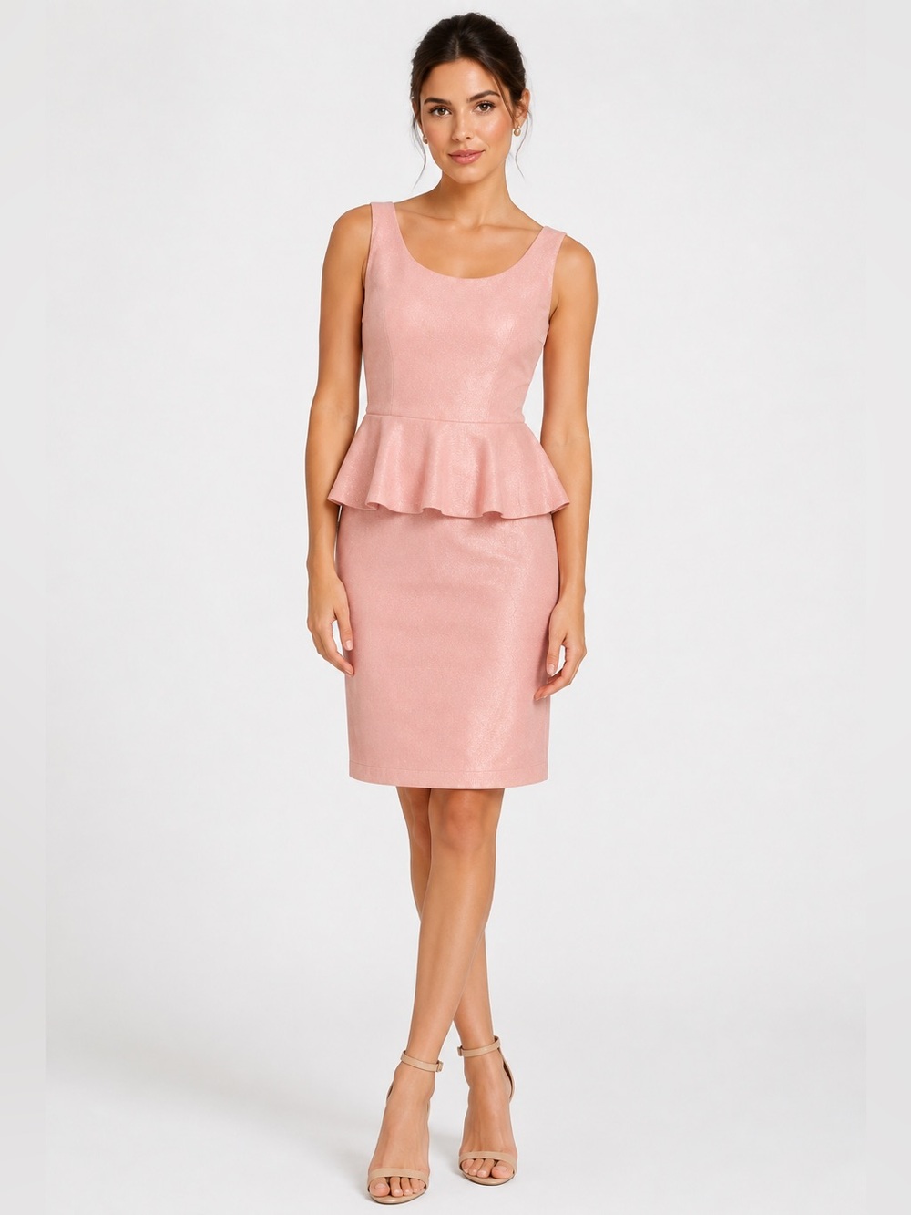 Alice + Olivia NWT Blush Pink Shimmer Peplum Sheath Dress | Size 2 | MSRP $297